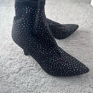 INC International Concepts Black and Silver Studded Heeled Boots